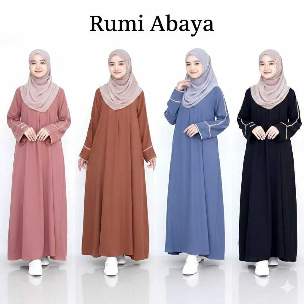 ​Abaya Arab Hitam Jetblack Premium Gamis Syari Wanita Terbaru Dress Muslimah Elegan Lis Putih