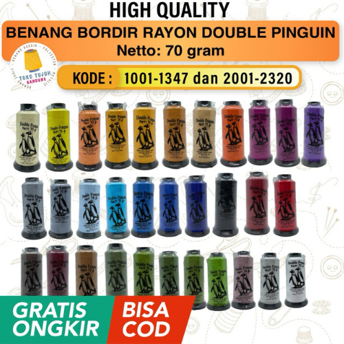 Double Penguin Benang Bordir Rayon (61-120 PCS) Netto: 70 gram