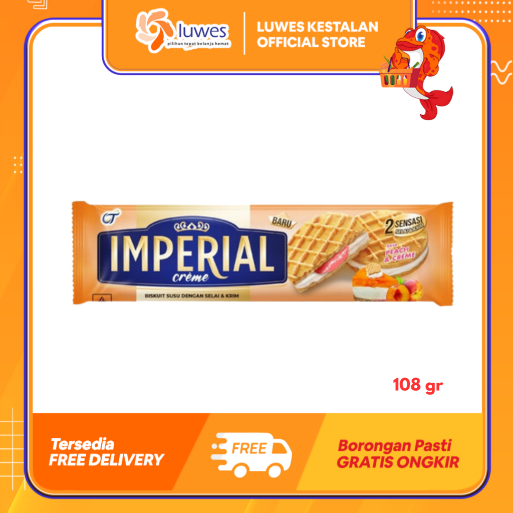 (LUWES) Imperial Biscuit Peach & Creme 108GR | Biscuit Imperial Creme | Imperial Biskuit Rasa Buah