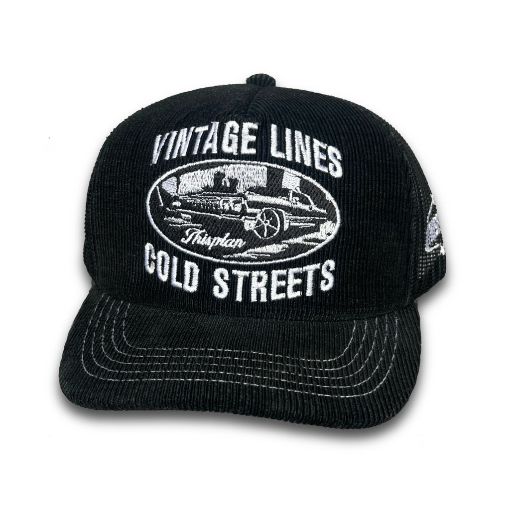 Topi Jaring Corduroy Trucker Hat Black Vintage Thisplan Original