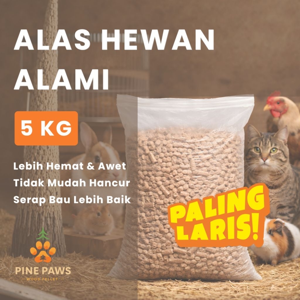 Wood Pellet Pine Paws 5KG Untuk Hewan Peliharaan