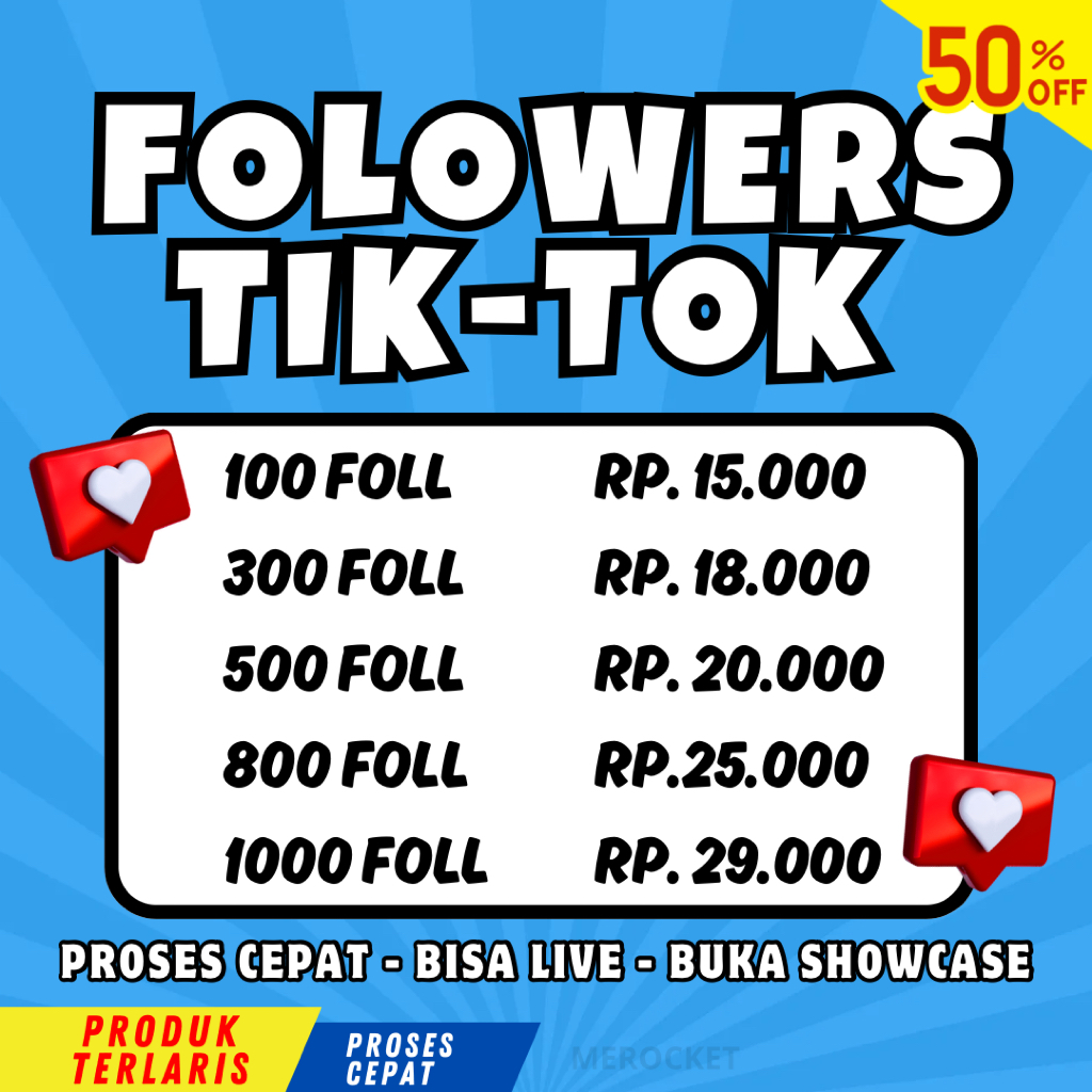 DISKON Followers Tiktok Proses Cepat Premium Best Quality Aktif Murah Bergaransi 1000 Follow Tik Tok