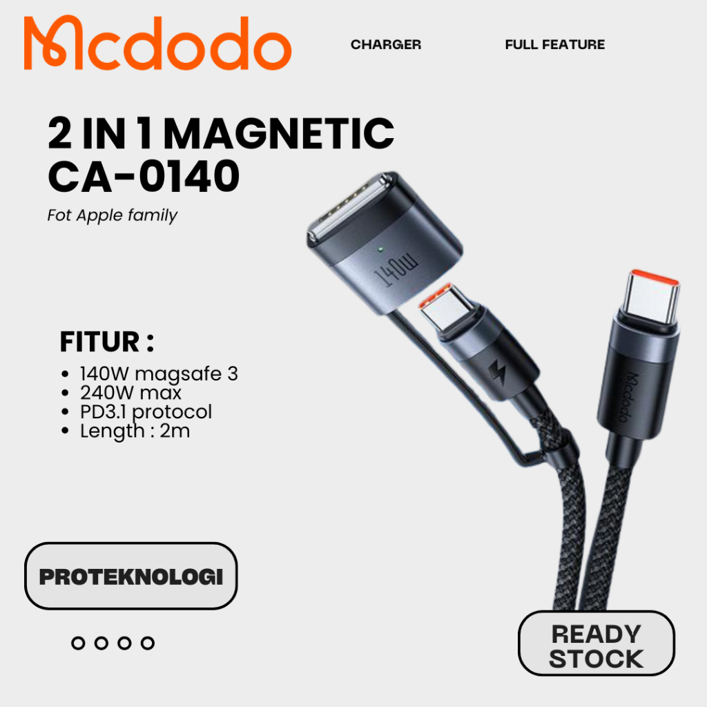 MCDODO CA-0140 240W/140W Type C to Type C & Magsafe 3 Cable 2 in 1 Fast Charging
