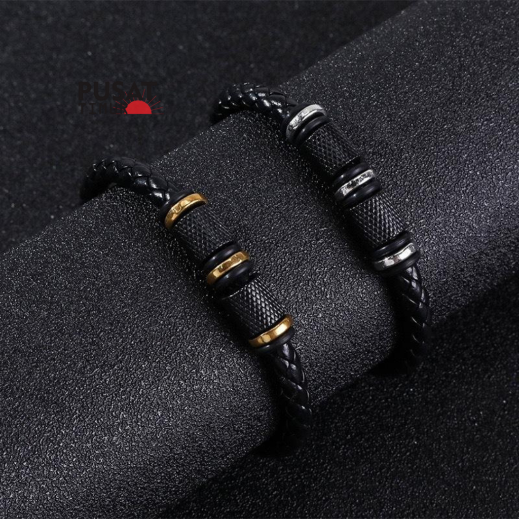 Gelang Kulit Pria Model Alfa Aksesoris Pria Fashion Keren Kekinian Sederhana | PUSAT TIMUR
