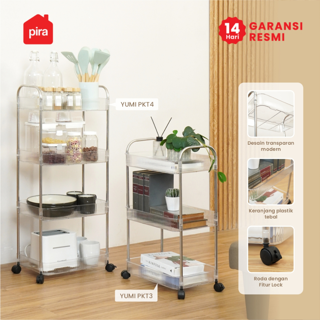 PIRA - YUMI PKT Rak Troli / Rak Penyimpanan / Rak Serbaguna / Rak Susun / Rak Plastik 3/4 Susun deng