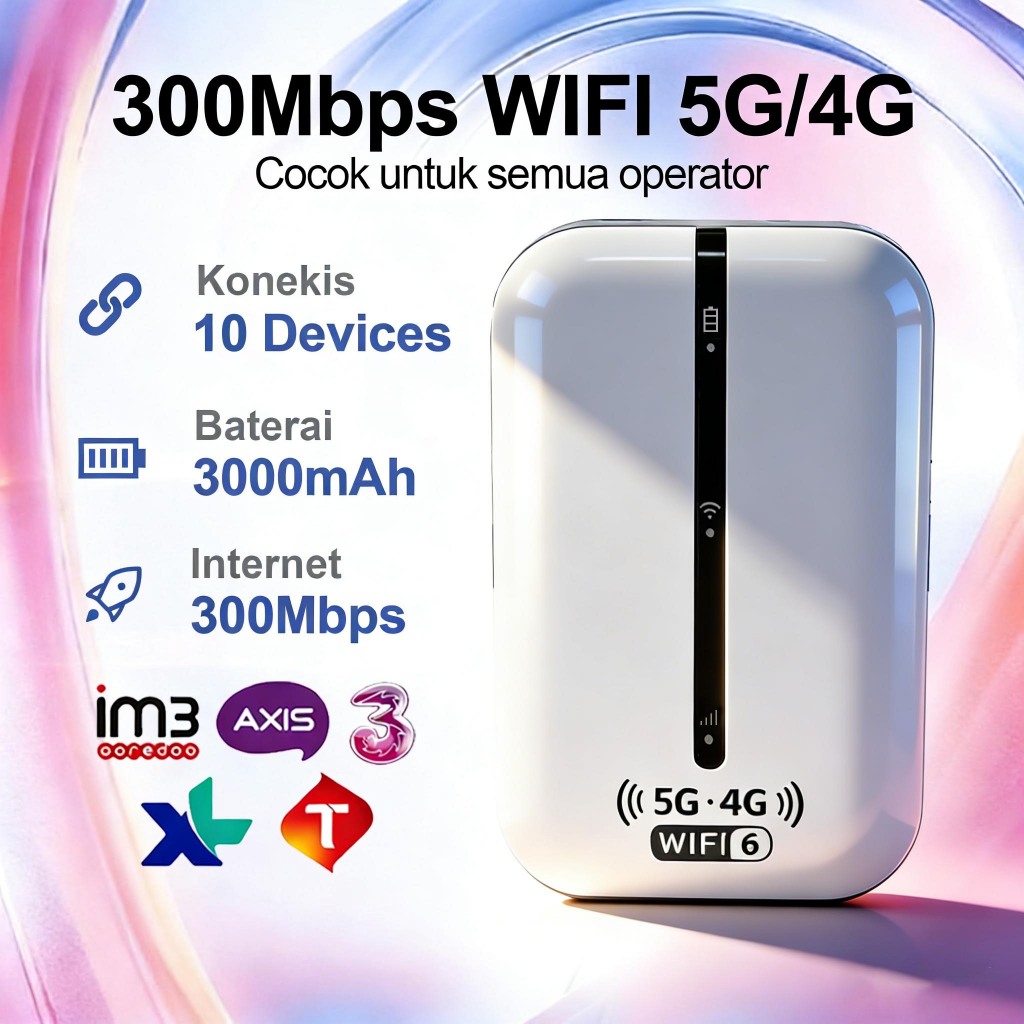 Modem WiFi  4G LTE Smartfren 300Mbps Wifi Portable Telkomsel 3000mAh Mifi 5g All Operator Pocket Wif