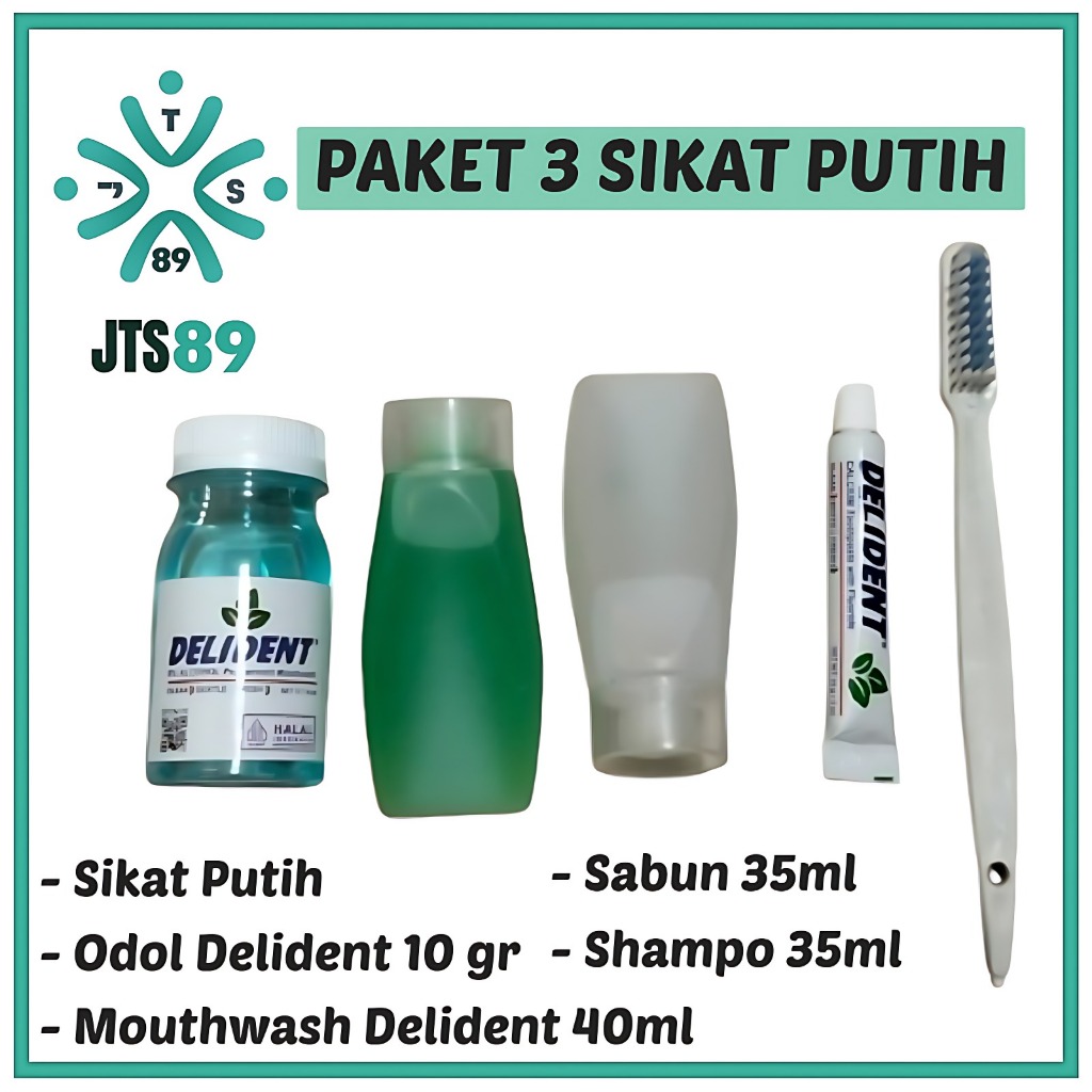 JTS89 Paket 3 Sikat Gigi Odol Delident 10gr Sabun Shampo 35ml Mouthwash Delident 40ml Aman untuk Hot