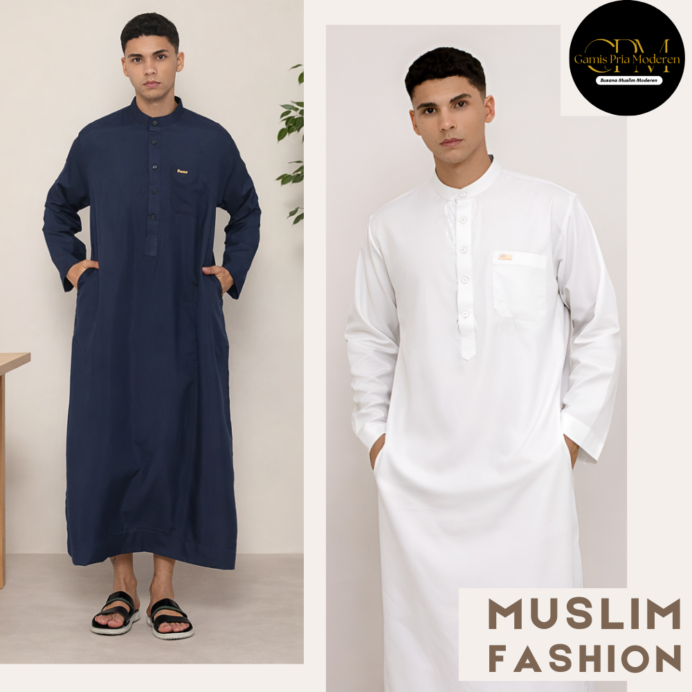 Gamis Pria Alzam Jubah Pria Lengan Panjang Premium Polos Remaja Dewasa - Gamis Moderen