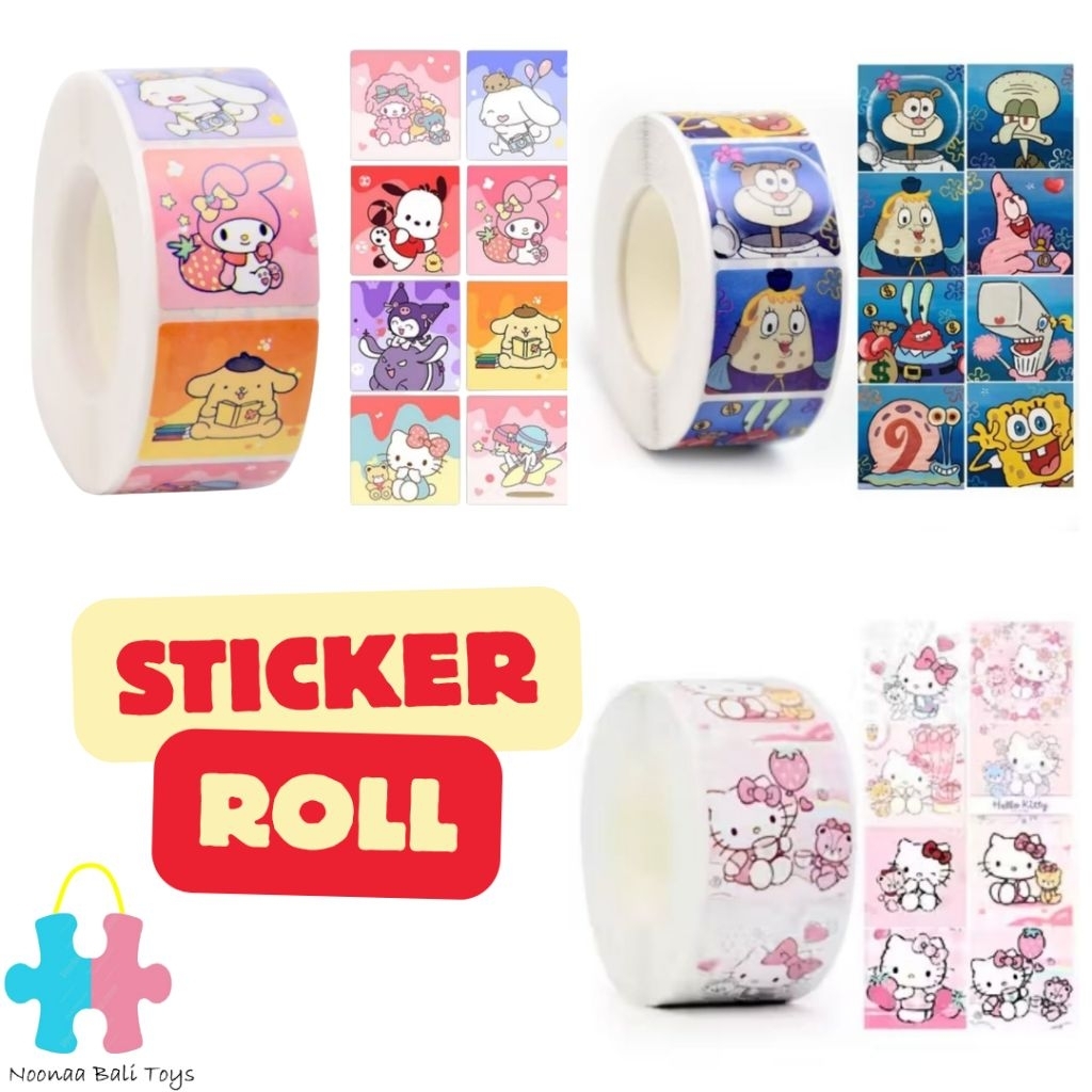 Sticker Roll Karakter Kartun Mainan Tempelan Stiker Anak