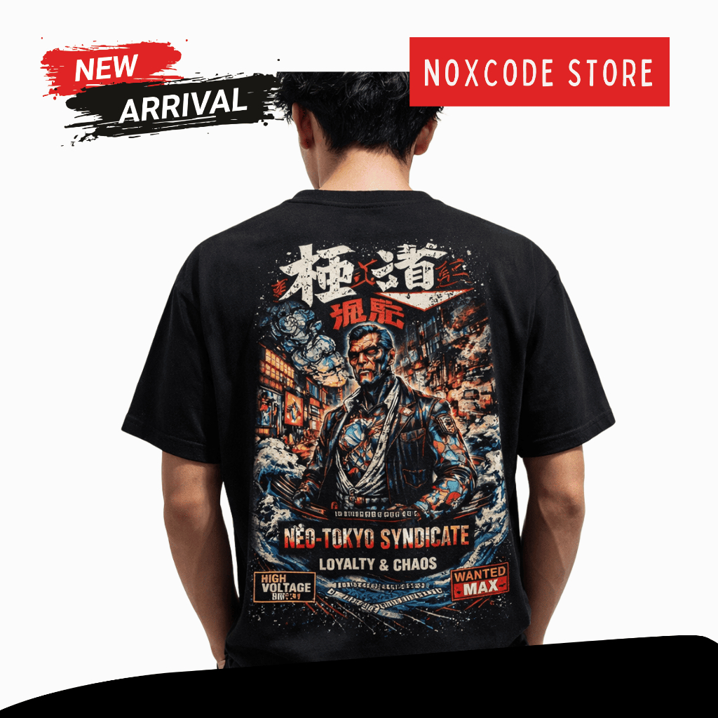 Noxcode Kaos Distro Jepang Neo-Tokyo Syndicate - T-Shirt Pria Yakuza Gangster Mafia Loyalty Chaos St