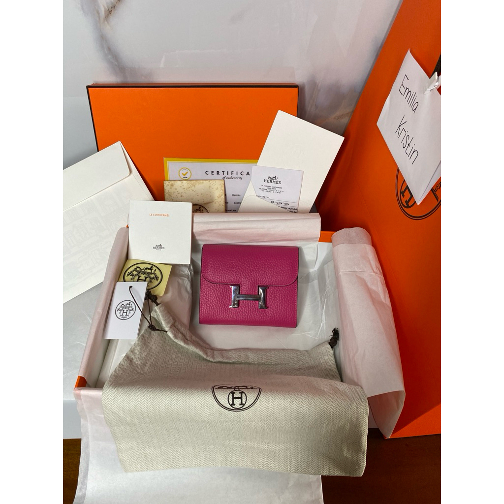 Preloved rec stamp #T wallet constance compact magnolia bifold square