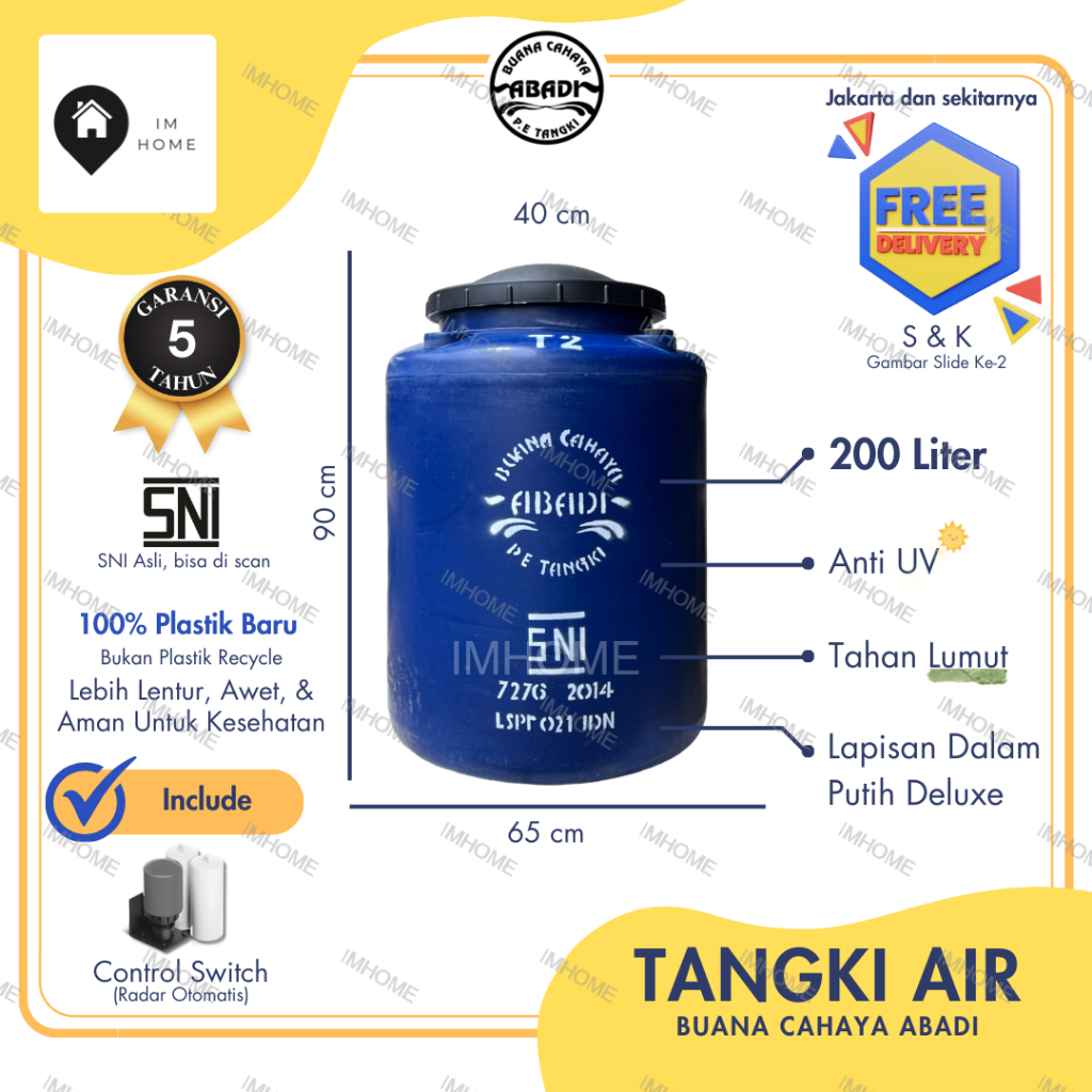 [Kurir Toko] Tangki / Toren Air BCA 250 Liter T250 Murah Tangki Kecil