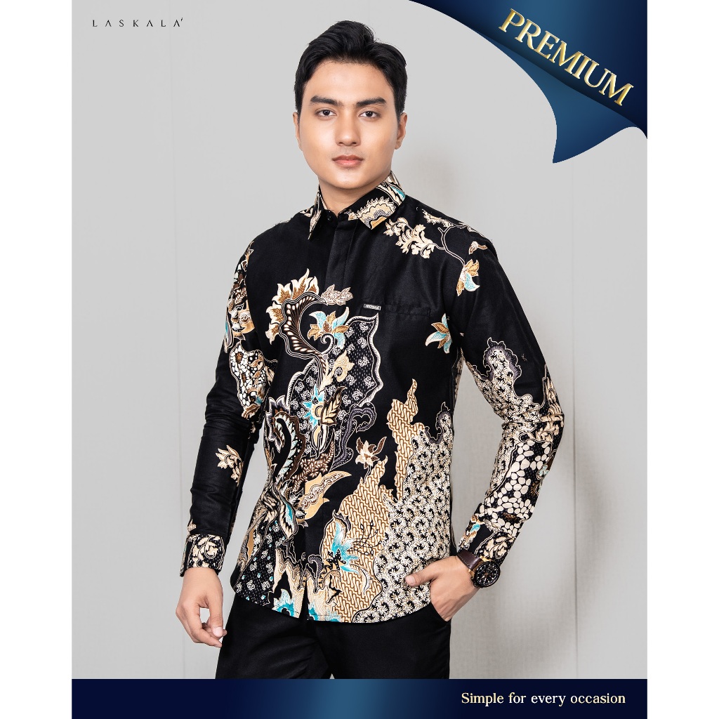Laskala Batik Premium Bhavani Kemeja Batik Pria Slimfit Lengan Panjang