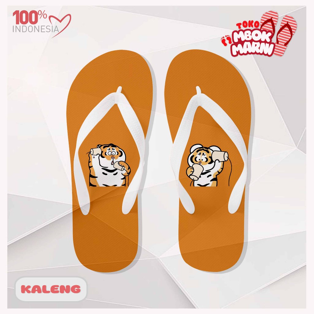 SENDAL JEPIT Fat Tiger in Telephone (KALENG) – Sandal Jepit Unisex Anak & Dewasa pria wanita Cewe Co