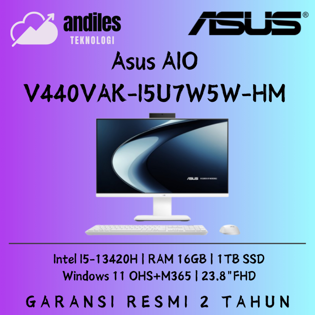 Asus AIO V440VAK-I5U7W5W-HM Core i5-13420H 16GB SSD 1TB 23.8"FHD WIN 11 OHS24+M365