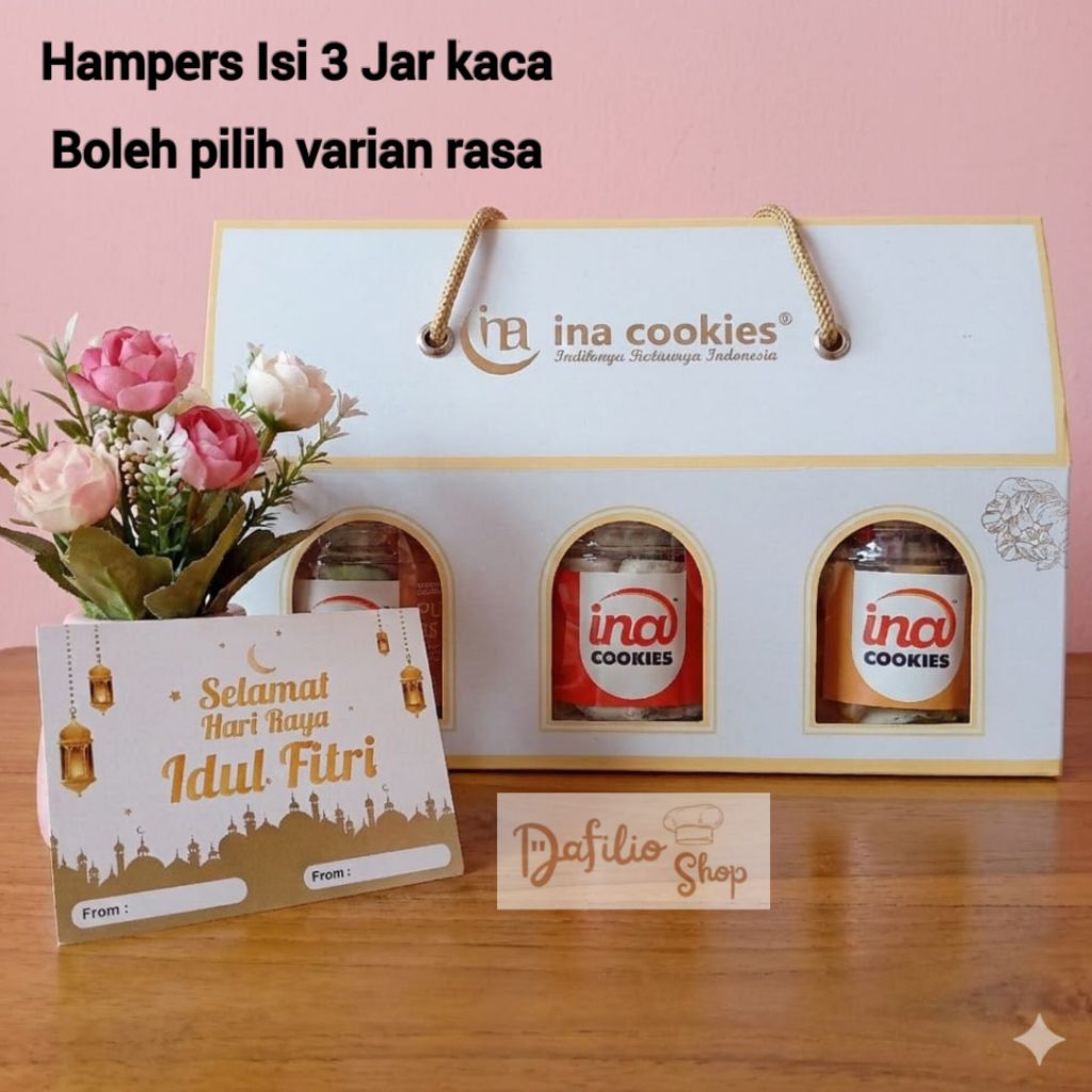 Paket Hampers Kue Kering Ina Cookies Isi 3 Toples Jar Kaca Parsel Parcel Hampers Idul Fitri