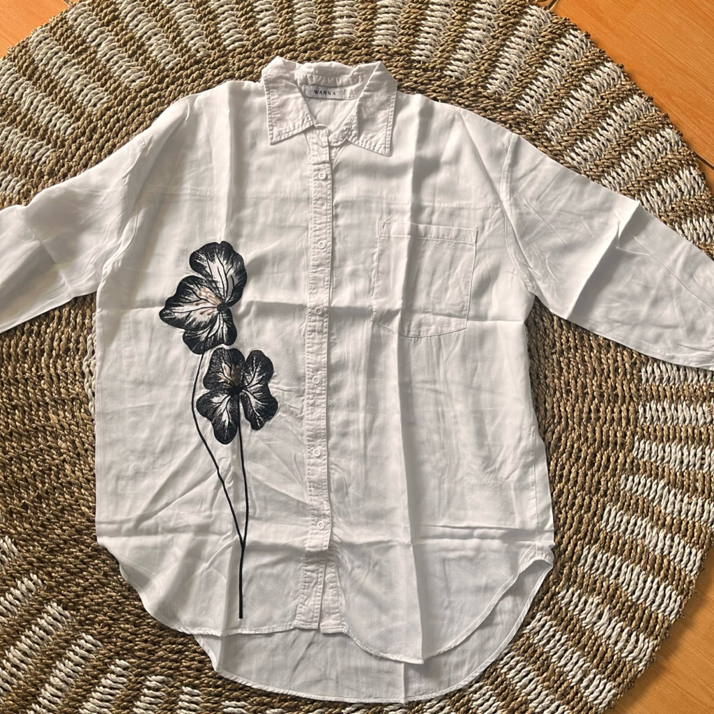 Kemeja rayon putih bordir