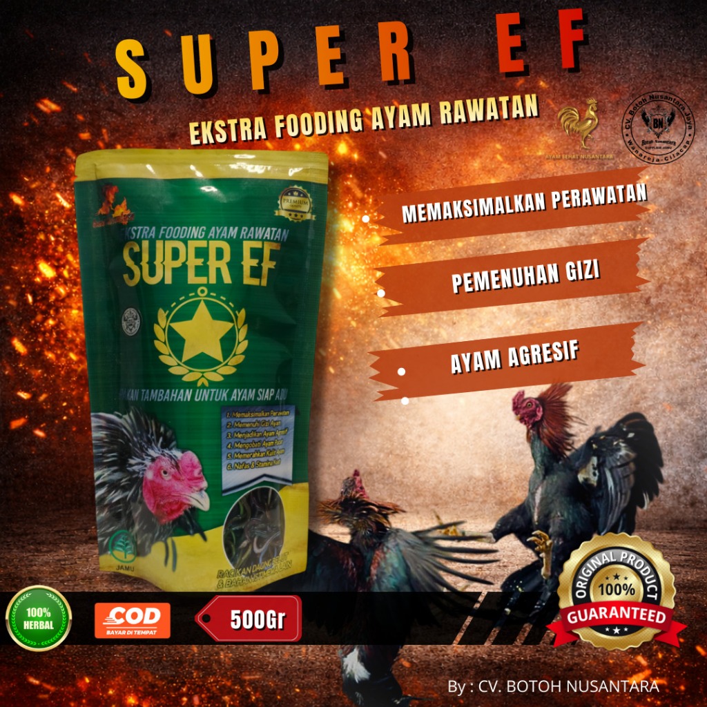 Extra fooding ayam aduan SUPER EF vitamin stamina otot nafas tenaga nafsu makan maksimal