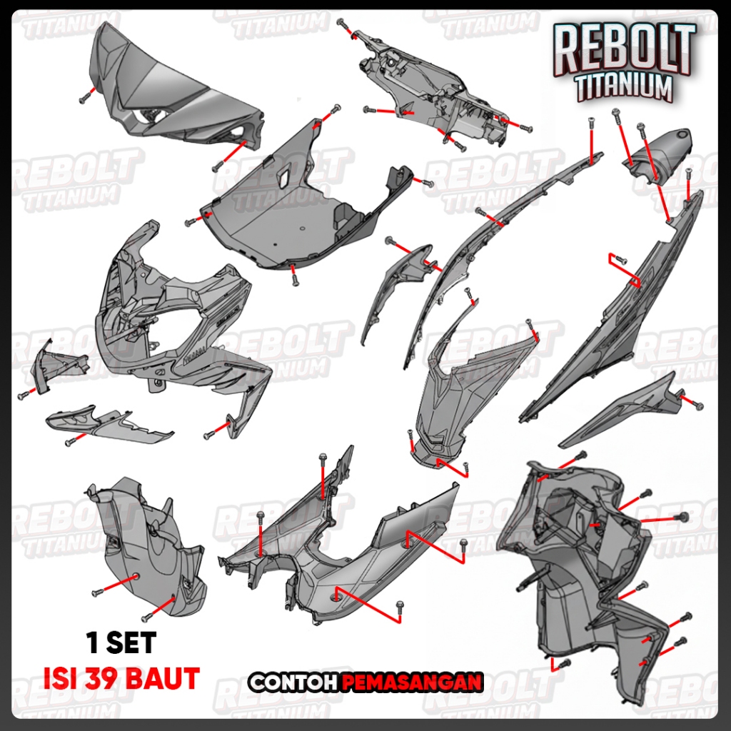 Baut Titanium Full Set Body Xeon GT 125 Grade 5 REBOLT