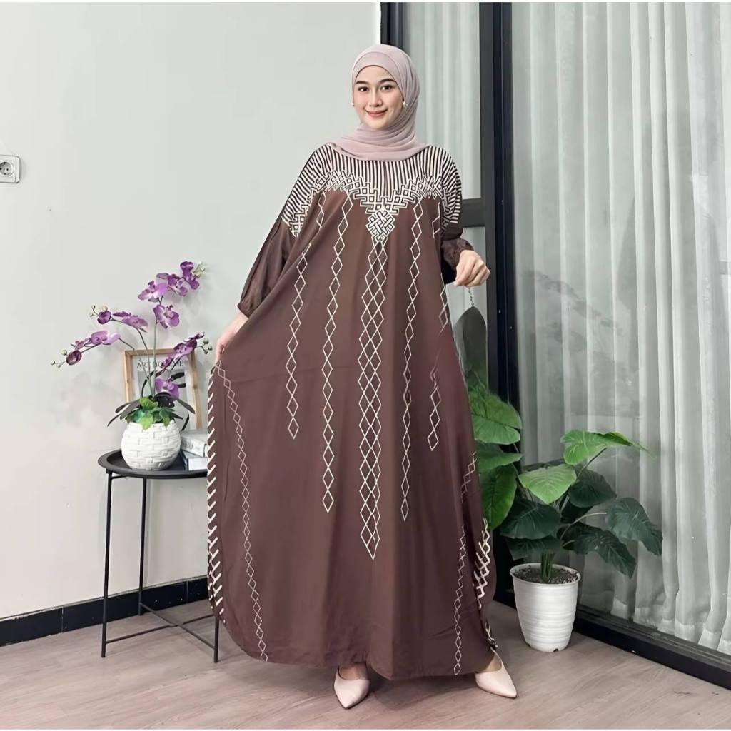 Inayah Kaftan Rayon Jumbo Kaftan Batik Motif Sultan Busui Lengan Panjang Gamis Kaftan Lebaran