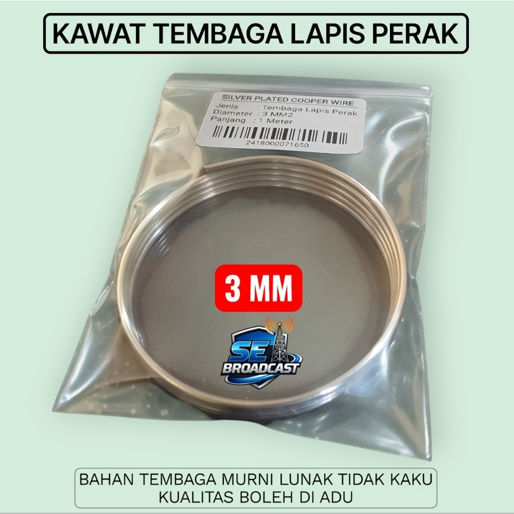 KAWAT TEMBAGA LAPIS PERAK 3MM