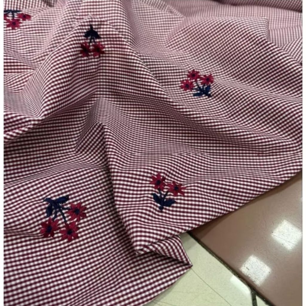 bahan kain katun bunga bordir garment kain bunga katun bordir