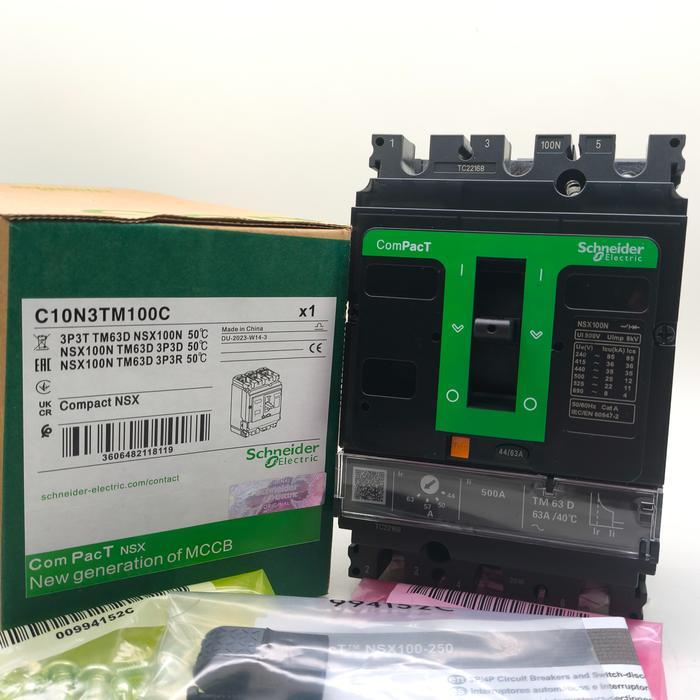 MCCB BREAKER NSX100N 3P 63A 44.1A-63A 3POLE TM63D 3 POLE 3PHASE 3 PHASE