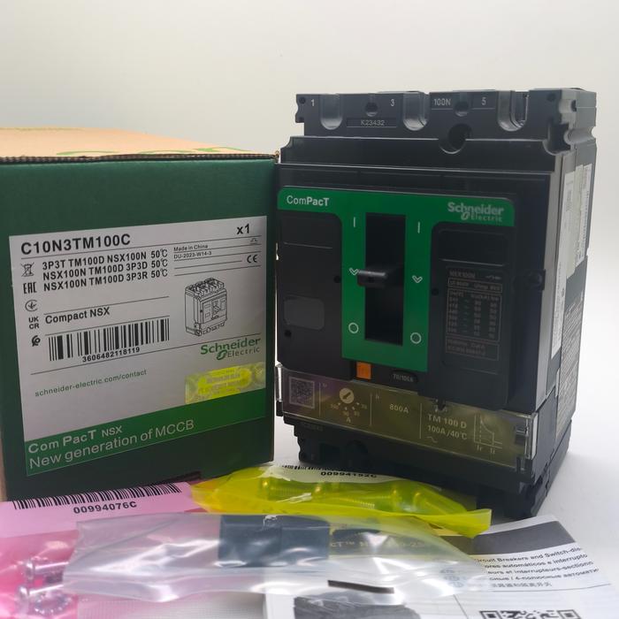 MCCB BREAKER NSX100N 3P 80A 56A-80A 3POLE TM80D 3 POLE 3PHASE 3 PHASE