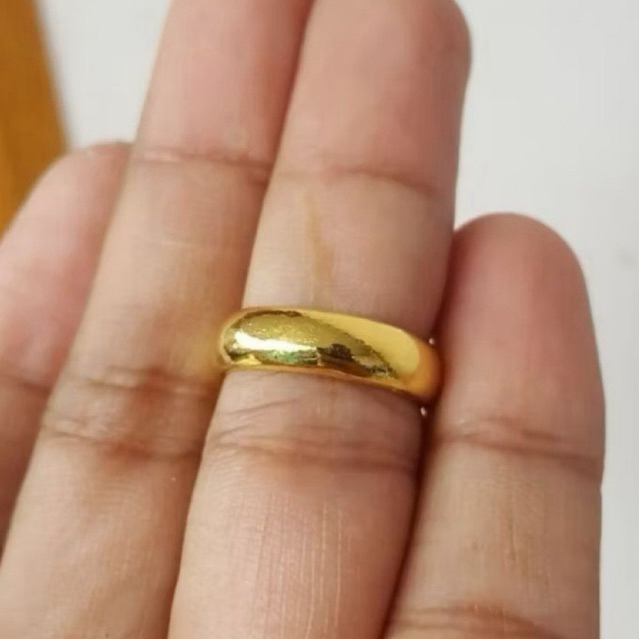Cincin Wanita Ring Polos Lebar Titanium Lapis Emas24K