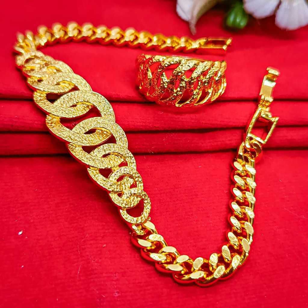 GELANG RANTAI LIPAN PERHIASAN EMAS HONGKONG LAPIS EMAS 24K FREE CINCIN