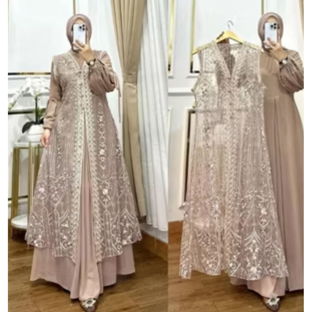gamis azzura set outer dress kekinian // gamis ceruty set outer
