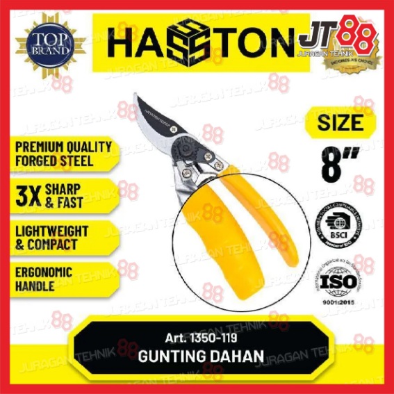 HASSTON Gunting Bunga Lengkung Gg. Kuning 8" (1350-119)