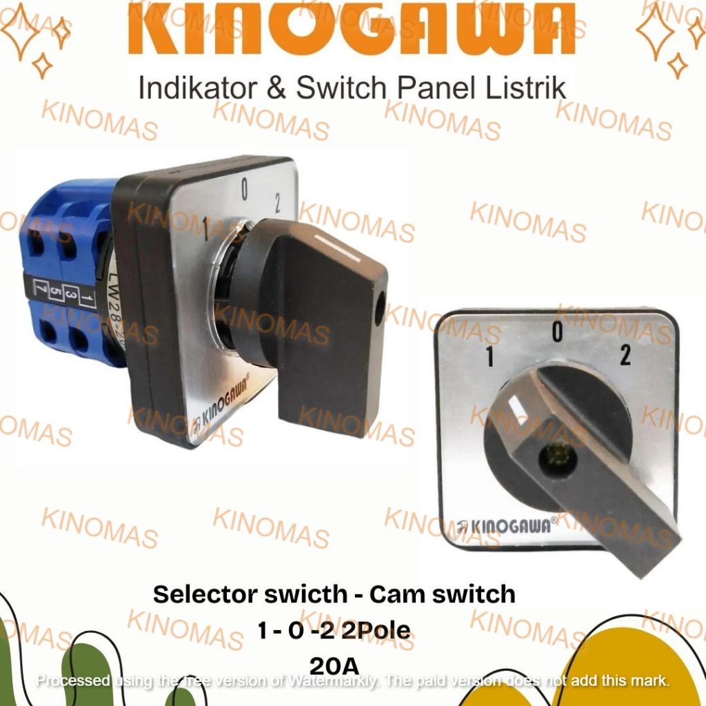 KINOGAWA Switch Selector CAM SWITCH 102 2P Saklar Putar Selector Ohm Saklar Panel Mesin Otomatis Sak