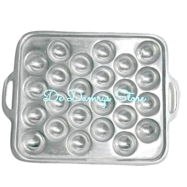 Cetakan Takoyaki Cilor Telur 24 Lubang Diameter 3.5cm Aluminium Cor