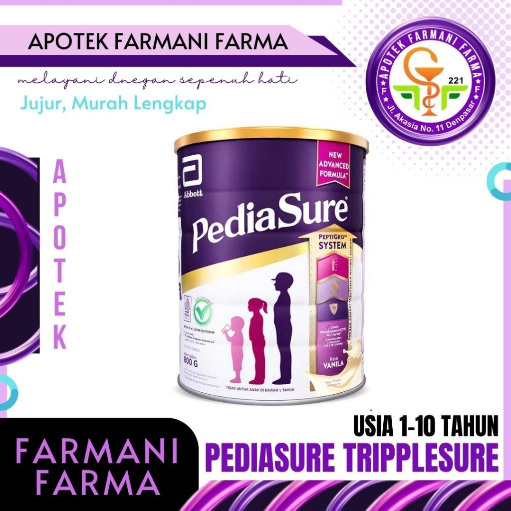 SUSU PEDIASURE TRIPLE SURE 380 GRAM/ANAK USIA 1+ TAHUN/RASA COKLAT/RASA VANILA/RASA MADU