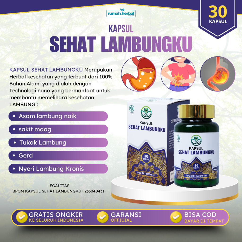 Kapsul Sehat Lambungku - Membantu Meringankan Gangguan Lambung Obat Gerd, Maag Akut Kronis, Usus Bun