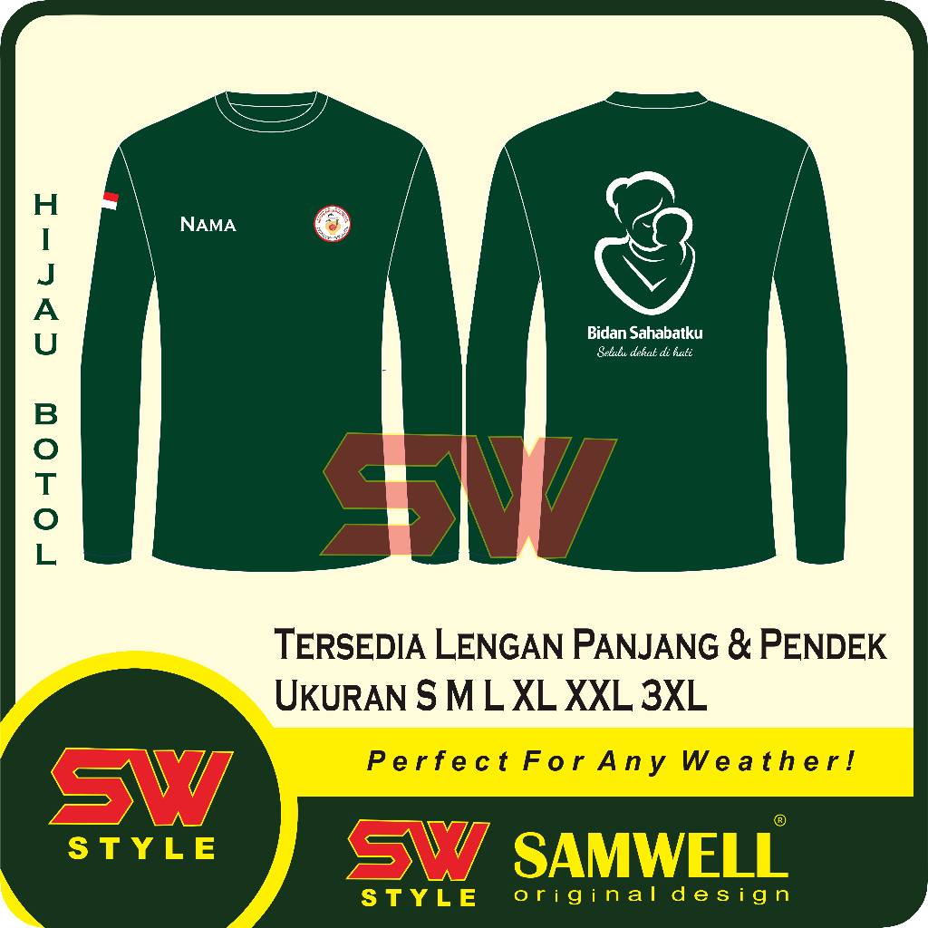 Kaos Bidan / Tshirt Kaos Bidan Sahabatku Tersedia Lengan Panjang Dan Pendek Free Nama Type C