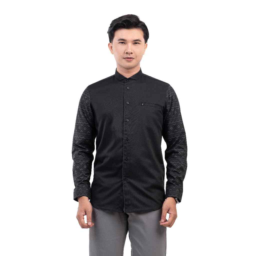 Fadkhera Thariq | Best Seller Baju Koko Pria Modern Hitam | Muslim Lengan Panjang
