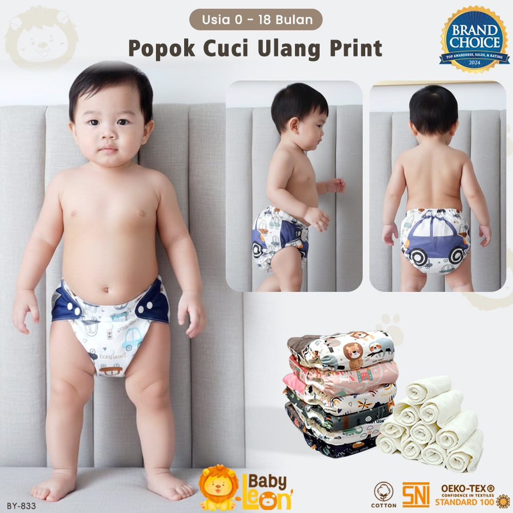 BABY LEON Clodi Popok Cuci Ulang Clodi Bayi Clodi Newborn Clodi Anti Bocor FREE INSERT BY-833