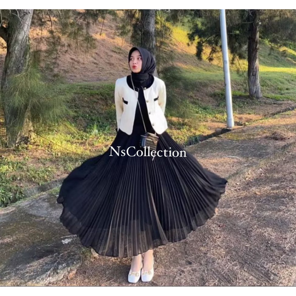 Rok Plisket Sifon premium panjang 100cm