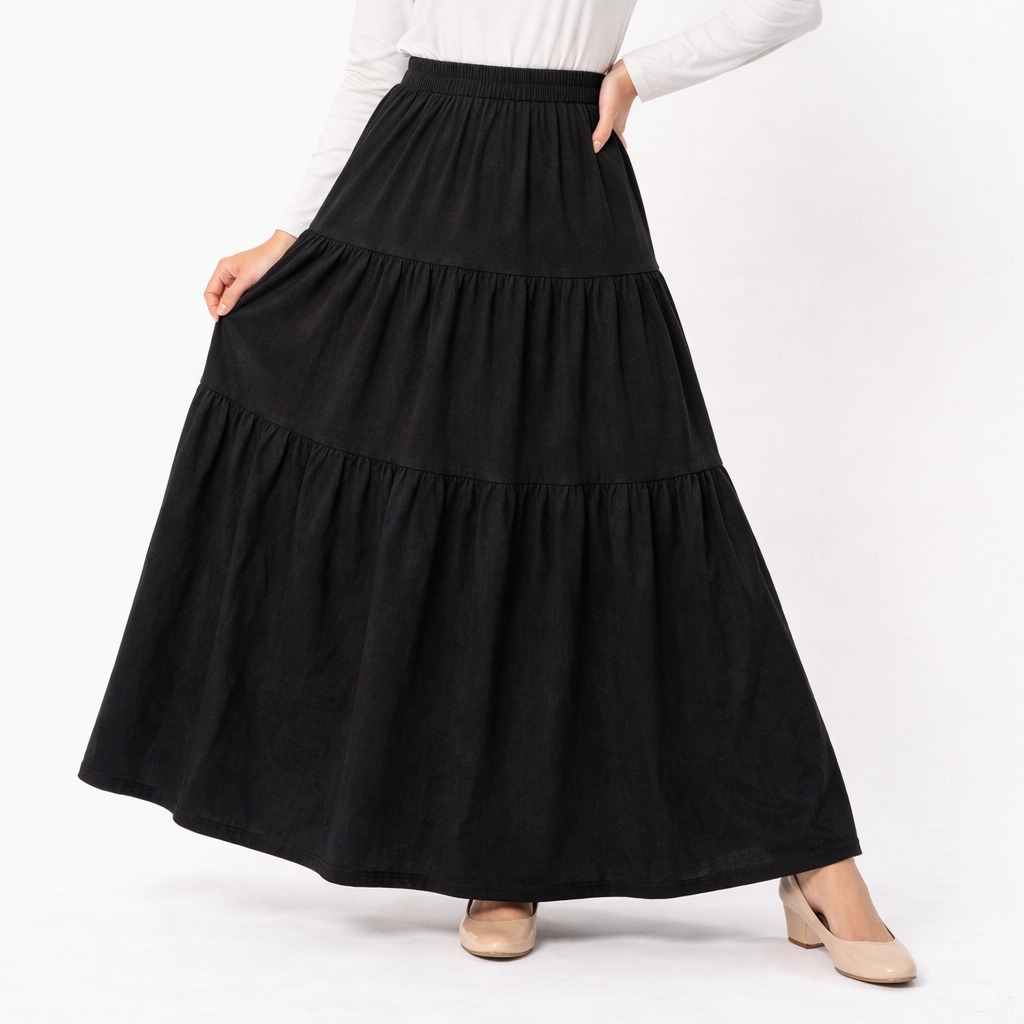 Ahlami-Abiya Skirt Maxi Rok Corduroy Susun Rok Corduroy Premium