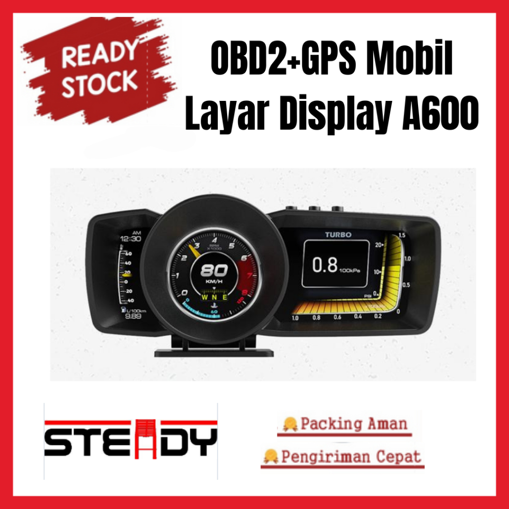 HUD A600 Smart Car Layar Display HD OBD2+GPS HUD Sistem Ganda Smart Gauge Daihatsu Pengukur Otomatis