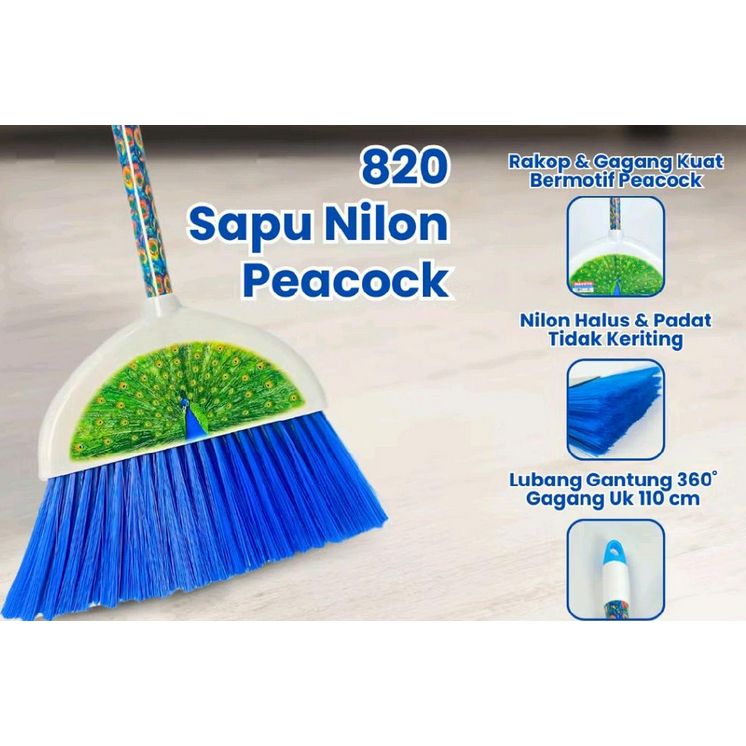 Nagoya 820 Sapu Nilon Peacock Biru 110cm//Sapu Nilon Peacock Sapu Lantai Broom Biru Nagoya 820