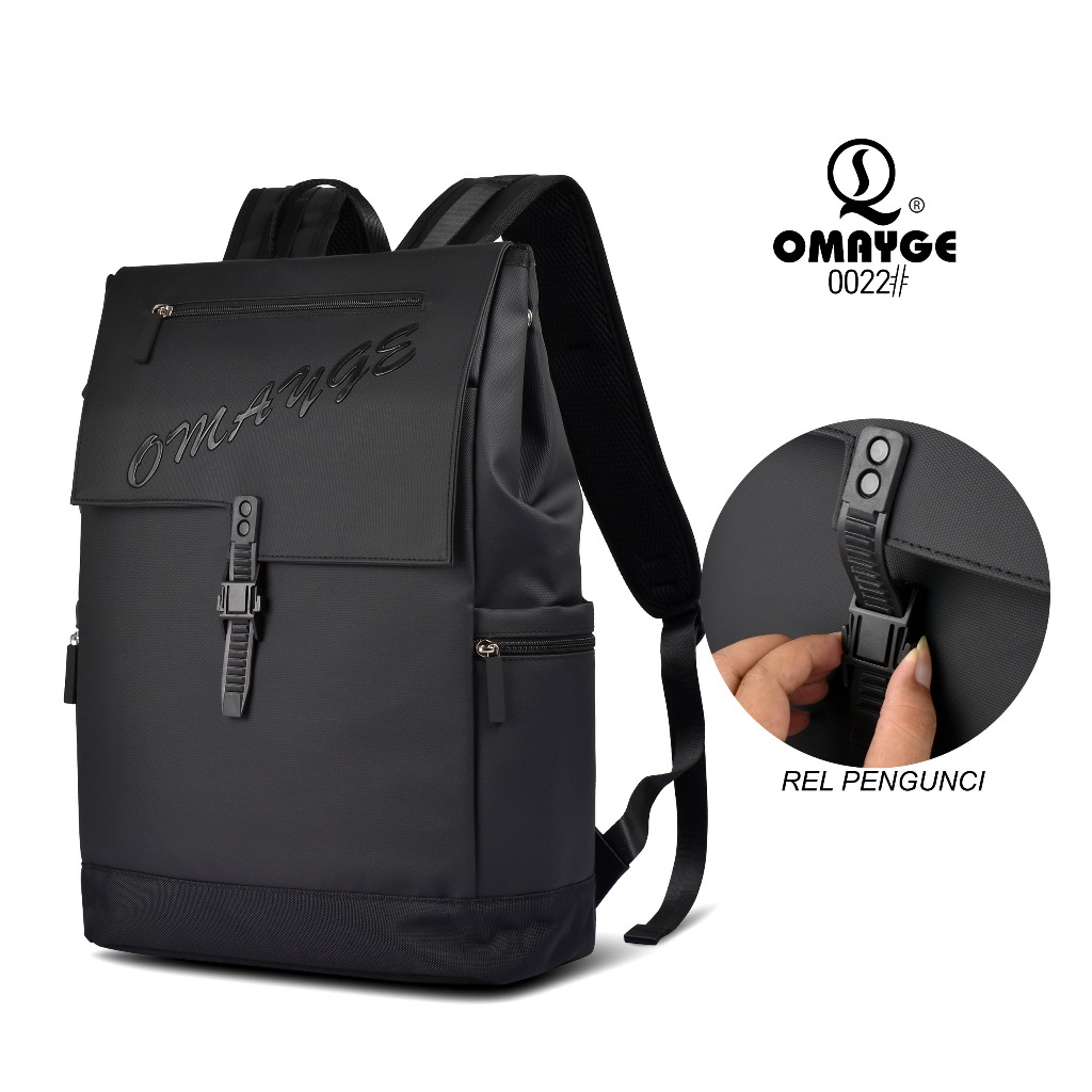 Omayge Tas Ransel Omayge 0022 Tas Backpack Rel Pengunci Tas Laptop Kerja Pria