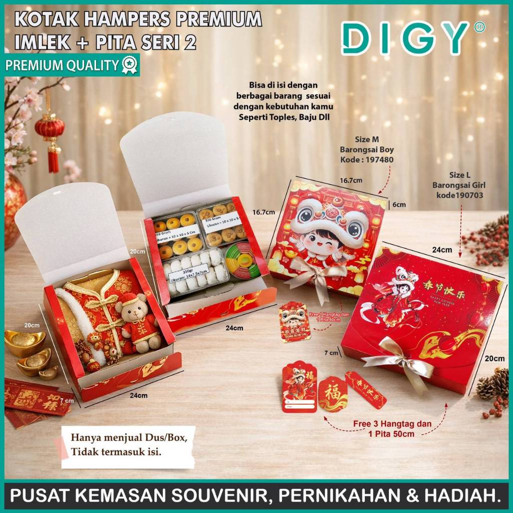 Box Kardus Imlek Kotak Hampers Premium + Pita/Box Bulat Mika Cupcake / Box Kue Imlek / Plastik Ziplo