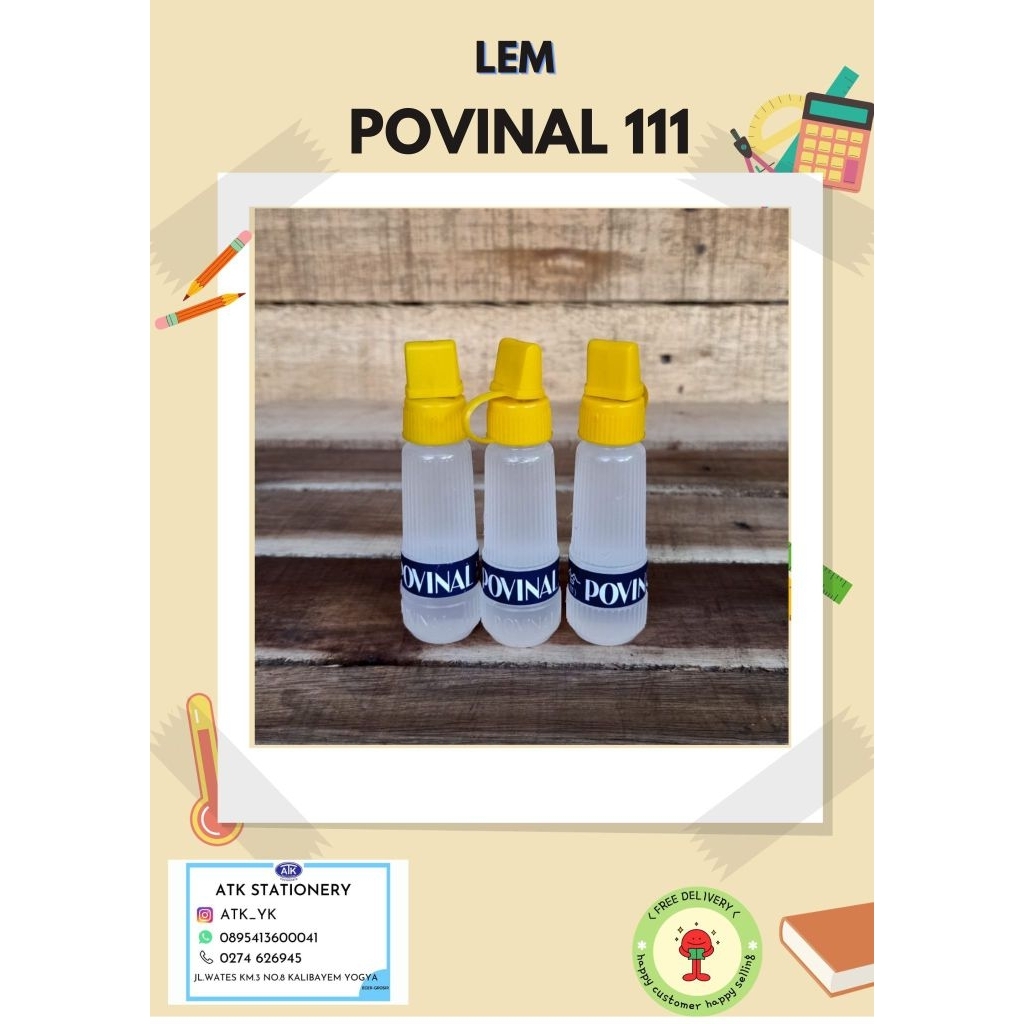 Lem Kertas Povinal Cair 22ml - Lem Cair Bening, Lem Kertas Serbaguna, Lem Slime