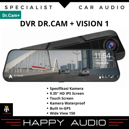 HIRO DrCam+ VISION 1 Dashcam Spion DVR Mobil 3K WiFi Night Vision Dual Camera