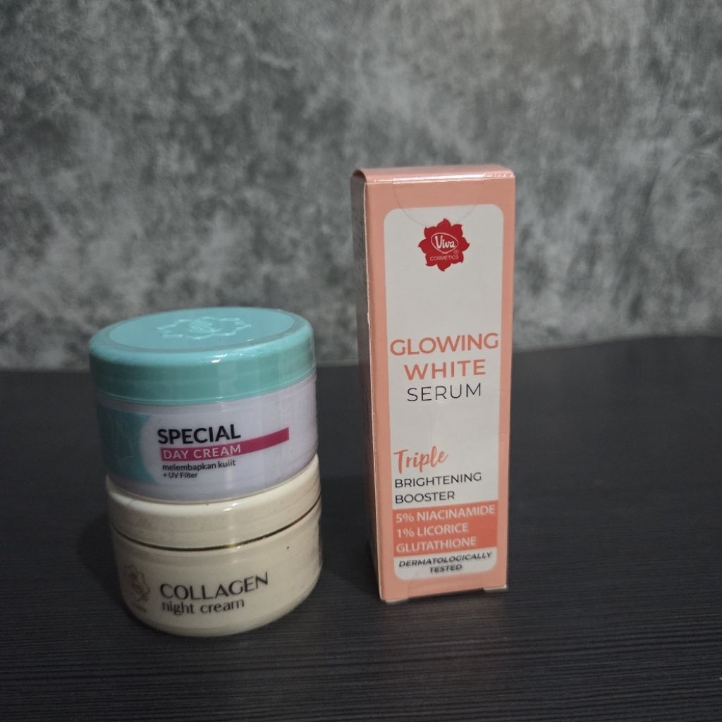 [Paket] Viva Special Day Cream + Viva Collagen Night Cream + Serum Glowing White