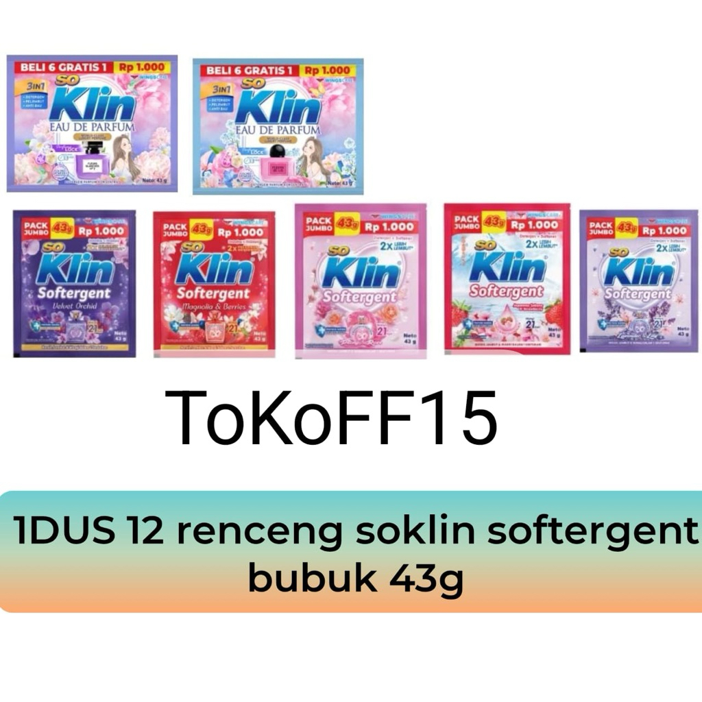 1dus soklin bubuk 43g isi 12 renceng 72 sachet