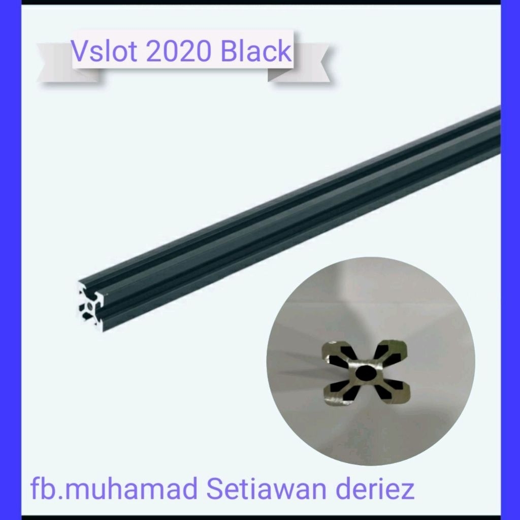 Aluminium profile V-slot 2020 hitam 6 meter/perbatang MURAH